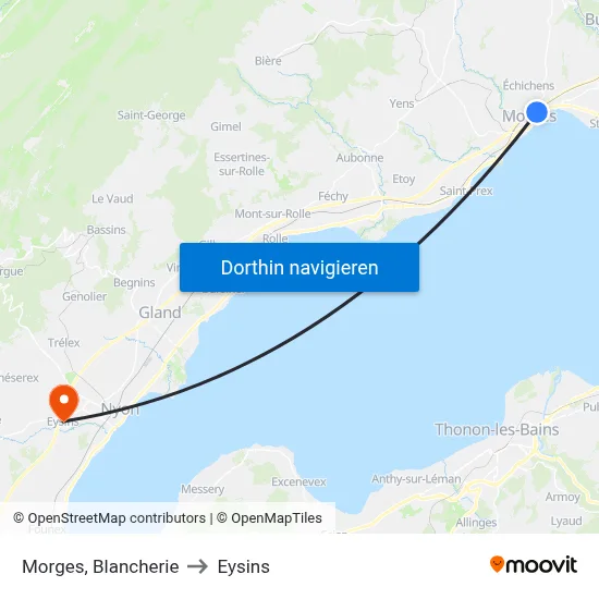 Morges, Blancherie to Eysins map