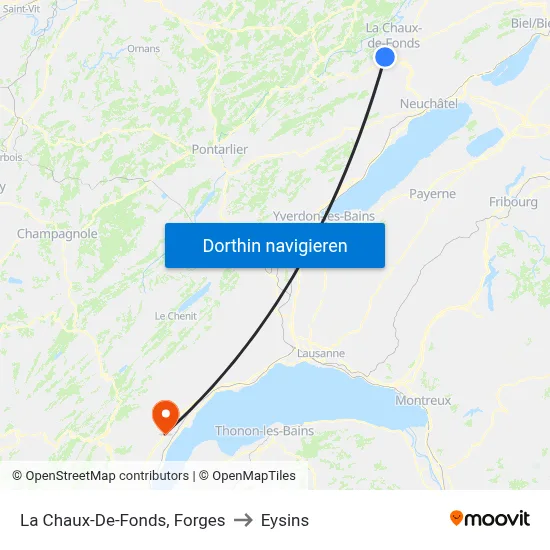 La Chaux-De-Fonds, Forges to Eysins map