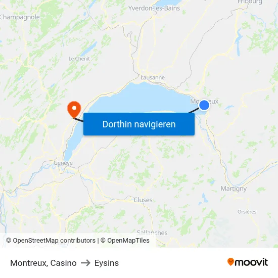 Montreux, Casino to Eysins map
