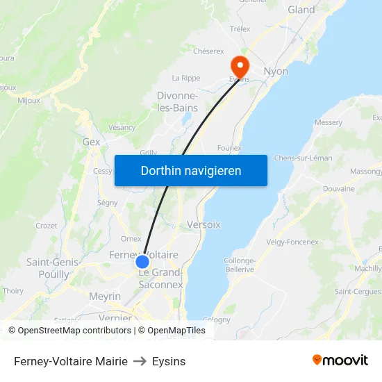 Ferney-Voltaire Mairie to Eysins map