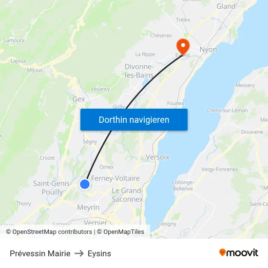Prévessin Mairie to Eysins map