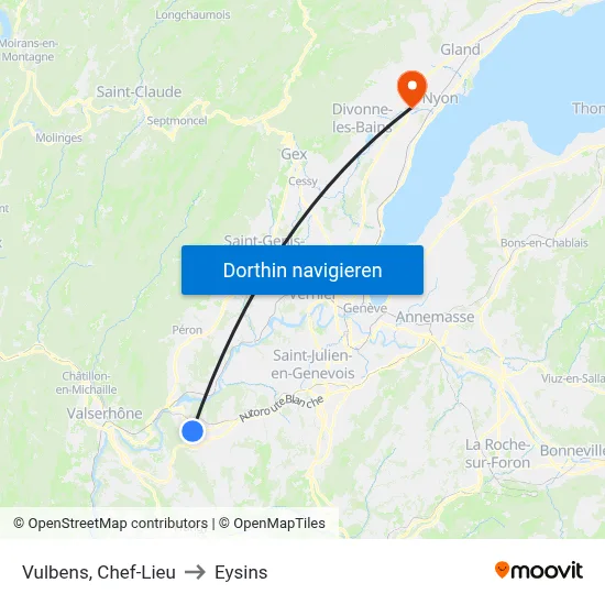 Vulbens, Chef-Lieu to Eysins map