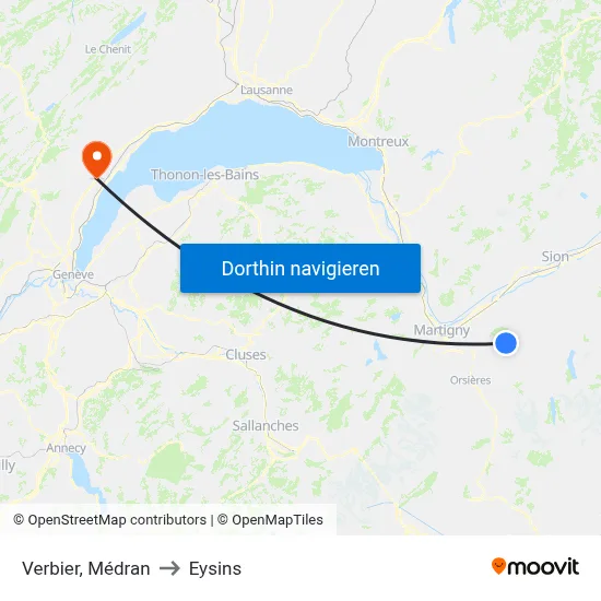 Verbier, Médran to Eysins map