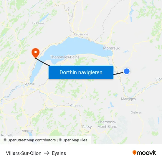 Villars-Sur-Ollon to Eysins map