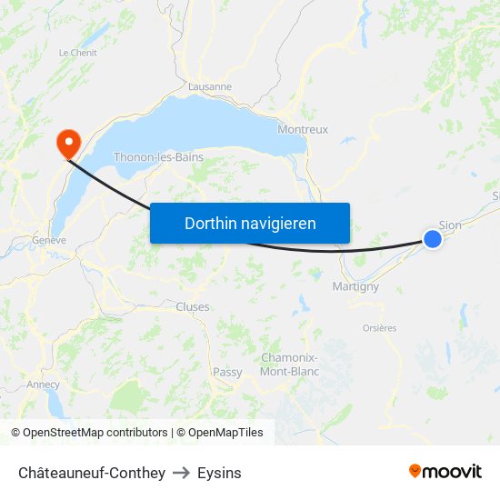 Châteauneuf-Conthey to Eysins map