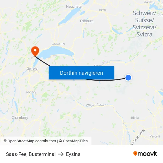 Saas-Fee, Busterminal to Eysins map