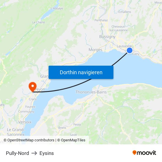 Pully-Nord to Eysins map