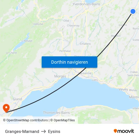 Granges-Marnand to Eysins map