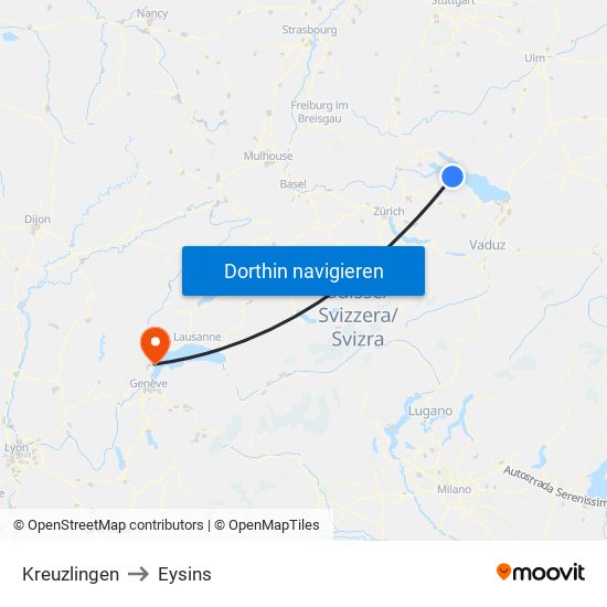 Kreuzlingen to Eysins map