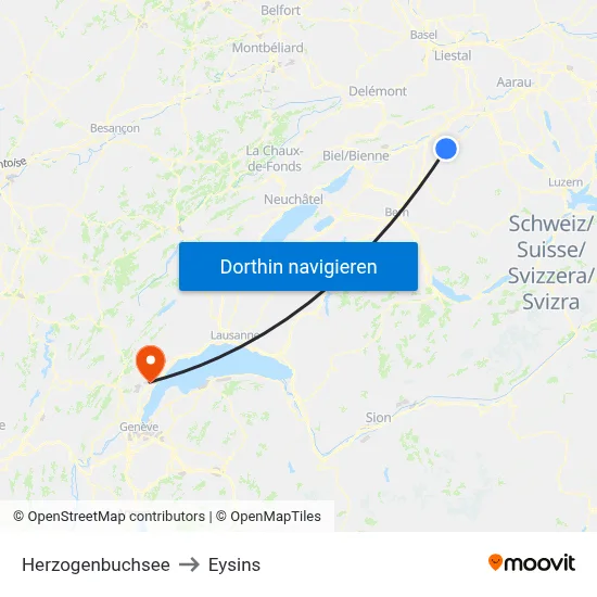Herzogenbuchsee to Eysins map