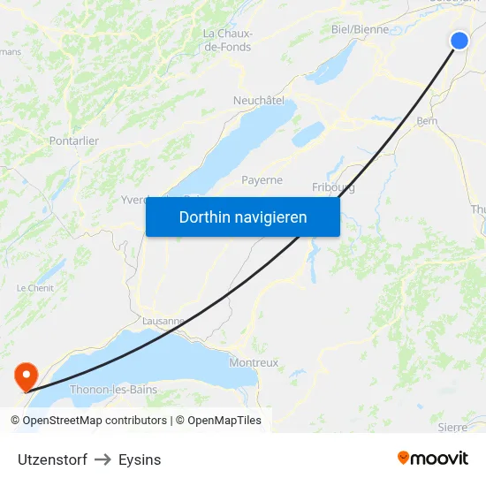 Utzenstorf to Eysins map