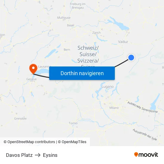 Davos Platz to Eysins map
