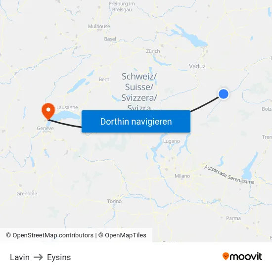 Lavin to Eysins map