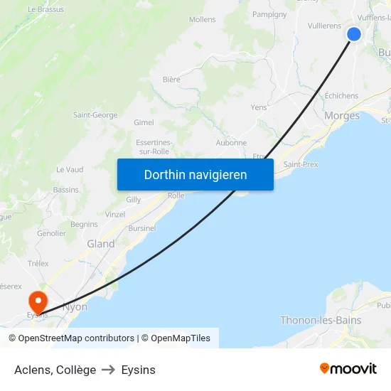 Aclens, Collège to Eysins map