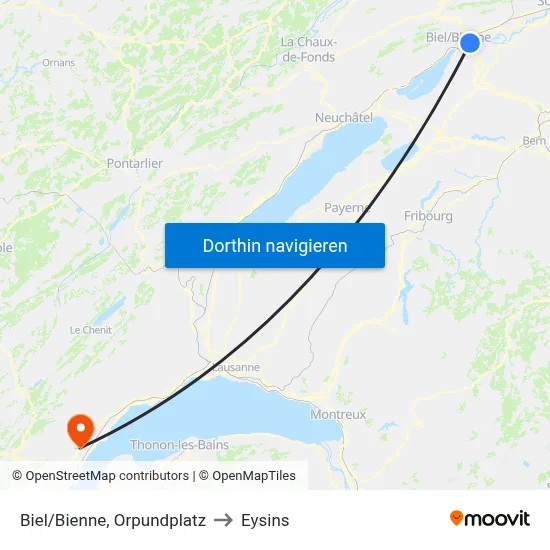 Biel/Bienne, Orpundplatz to Eysins map