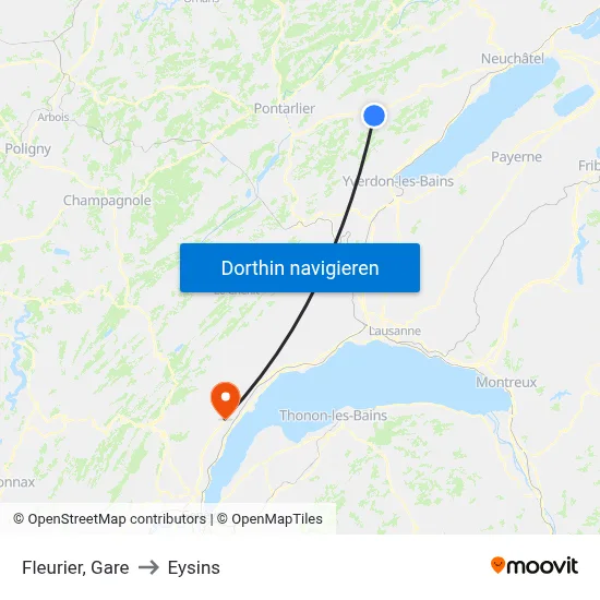 Fleurier, Gare to Eysins map