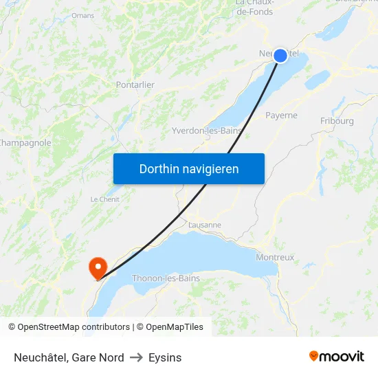 Neuchâtel, Gare Nord to Eysins map