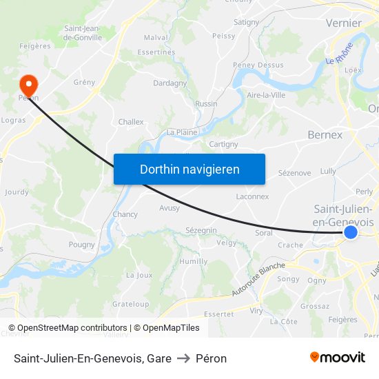 Saint-Julien-En-Genevois, Gare to Péron map