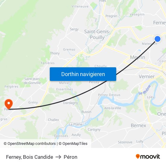 Ferney, Bois Candide to Péron map