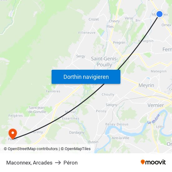 Maconnex, Arcades to Péron map