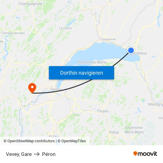 Vevey, Gare to Péron map