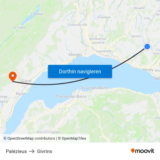 Palézieux to Givrins map