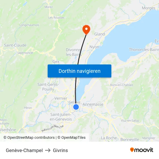 Genève-Champel to Givrins map