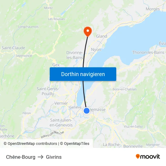 Chêne-Bourg to Givrins map