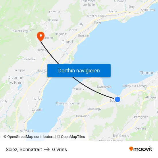 Sciez, Bonnatrait to Givrins map