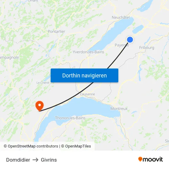 Domdidier to Givrins map