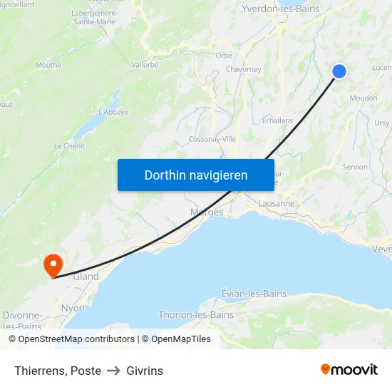 Thierrens, Poste to Givrins map