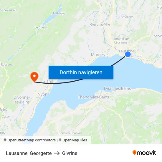Lausanne, Georgette to Givrins map
