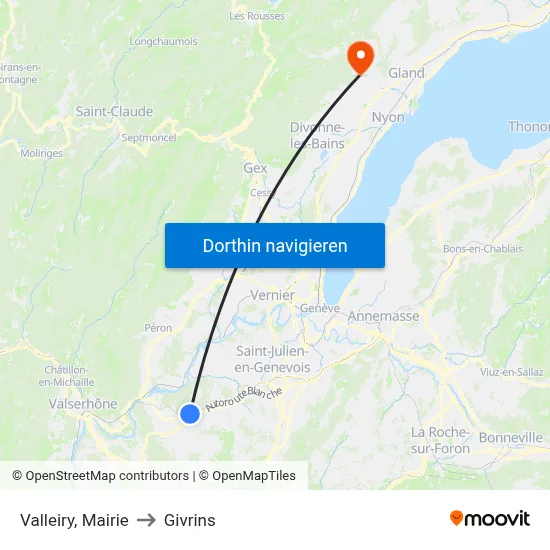 Valleiry, Mairie to Givrins map