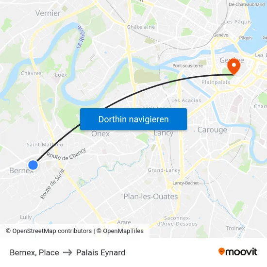 Bernex, Place to Palais Eynard map