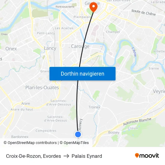Croix-De-Rozon, Evordes to Palais Eynard map