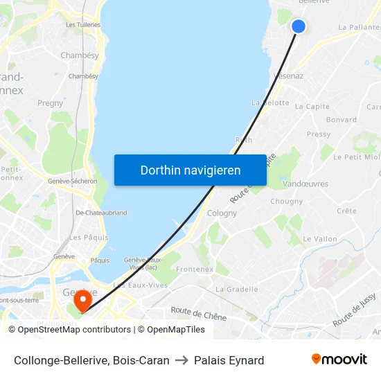 Collonge-Bellerive, Bois-Caran to Palais Eynard map