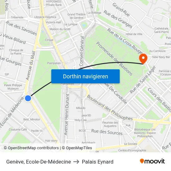Genève, Ecole-De-Médecine to Palais Eynard map