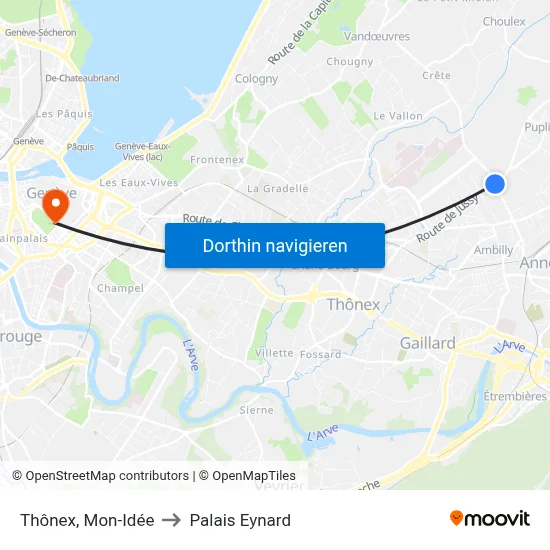 Thônex, Mon-Idée to Palais Eynard map