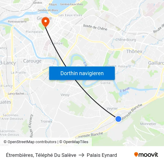 Étrembières, Téléphé Du Salève to Palais Eynard map