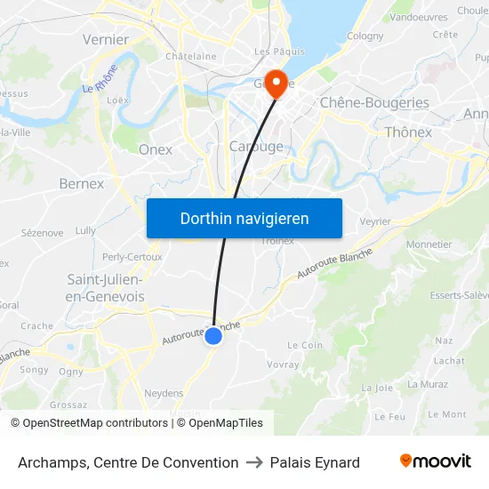 Archamps, Centre De Convention to Palais Eynard map