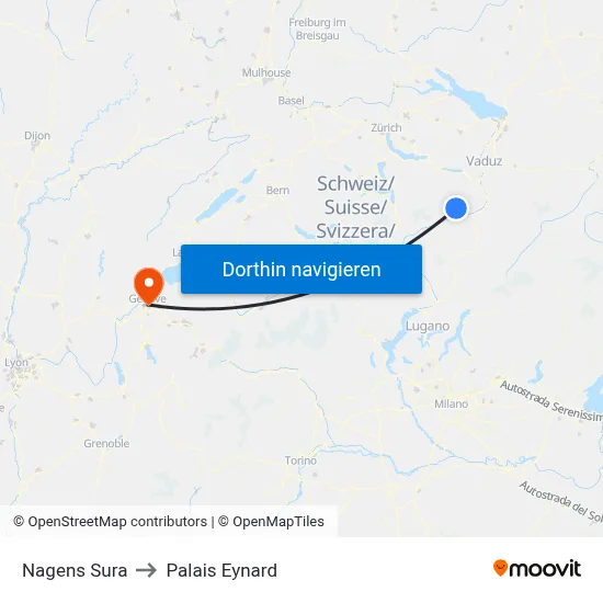 Nagens Sura to Palais Eynard map