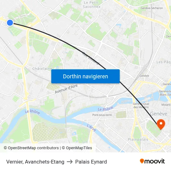 Vernier, Avanchets-Etang to Palais Eynard map