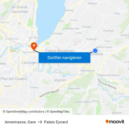 Annemasse, Gare to Palais Eynard map