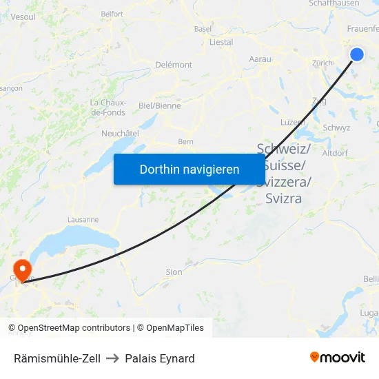 Rämismühle-Zell, Bahnhof to Palais Eynard map