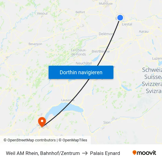 Weil AM Rhein, Bahnhof/Zentrum to Palais Eynard map