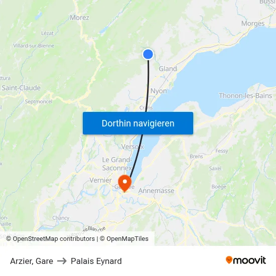Arzier, Gare to Palais Eynard map