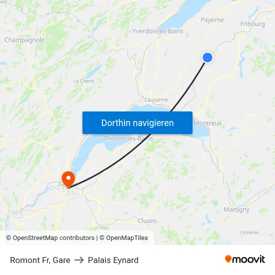 Romont Fr, Gare to Palais Eynard map