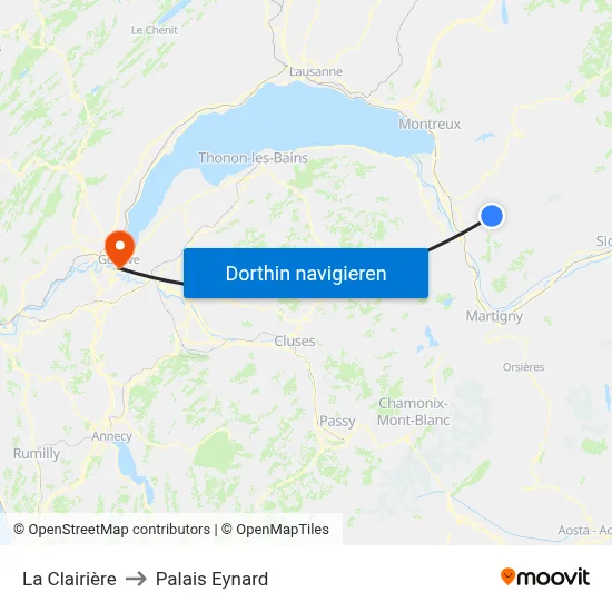 La Clairière to Palais Eynard map