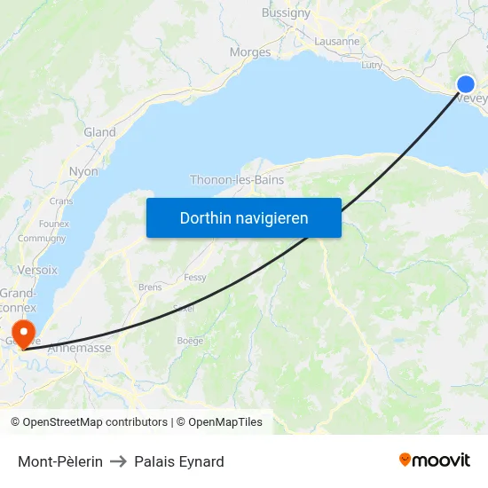 Mont-Pèlerin to Palais Eynard map