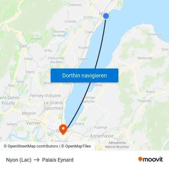 Nyon (Lac) to Palais Eynard map